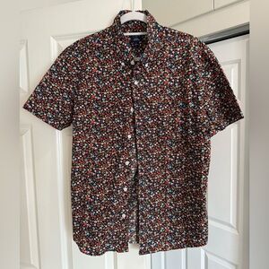J. Crew Flex Wash Shirt Men's Floral Button Up Short Sleeve Cotton Blend L